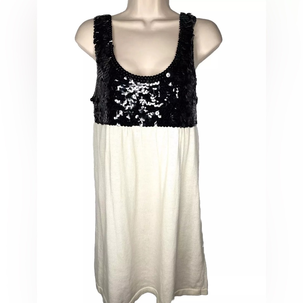 Black and White Sequin Embellished Mini Dress